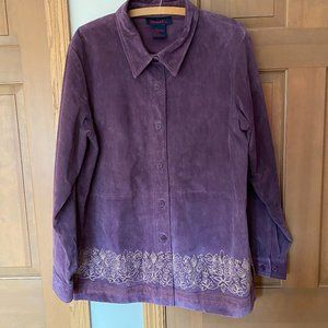 Leather Purple Ornate Jacket